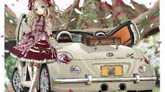 Flowers cars dress bows anime girls blue eyes vehicles lolita 