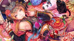 Flowers cats Anime Chibi colors Chinese multicolor anime girls 