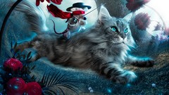 Flowers cats mice digital art