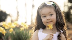 Flowers children baby vintage portraits