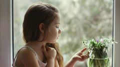 Flowers children morning window vase