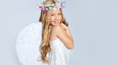 Flowers children studio angels portraits