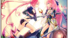 Flowers China weapons blood Anime armor pink hair anime girls 