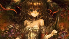 Flowers cleavage long hair