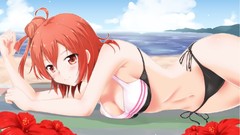 Flowers clouds Anime Beaches anime girls redheads bikini 