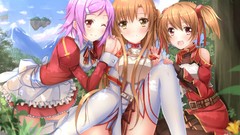 Flowers clouds dress red eyes gloves Ribbons outdoors skirts 