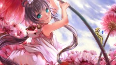 Flowers clouds insects Shorts hoodies long hair blue eyes skies 