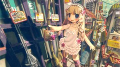 Flowers clouds Japan shop dress flying houses buildings 