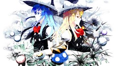 Flowers clouds mushrooms Plants dress hats bows blondes blue 