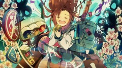 Flowers clouds Music Birds Anime piano guitars guitarists 