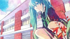 Flowers clouds Plants looking down schoolgirls school buildings 