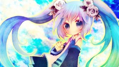 Flowers clouds roses tie skirts blush blue hair smiling long 