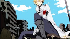 Flowers clouds ruins military gloves sitting buildings jackets 