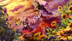 Flowers clouds Sunflowers wings Plants dress Umbrellas red eyes 
