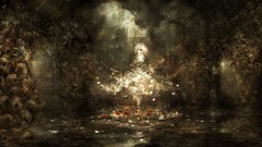 Flowers dark Gothic Anime skulls anime girls fantasy art