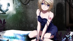 Flowers dark scars handcuffs bows blondes barefoot anime girls 