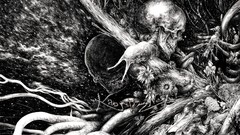 Flowers dark skulls creepy