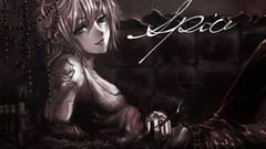 Flowers dark text Anime belts anime girls green eyes vocaloid 