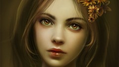 Flowers dark woman drawings realistic