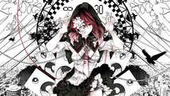 Flowers death black and white uniforms utau kasane teto redheads