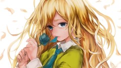 Flowers drawings blondes anime girls blue eyes