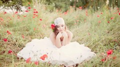 Flowers dreams Trees woman roses brunettes white dress forests