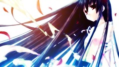 Flowers dress anime girls black hair