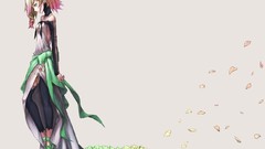 Flowers dress anime girls short hair Simple Background original 