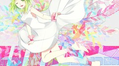Flowers dress barefoot anime girls green eyes vocaloid green 