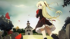 Flowers dress blondes twintails