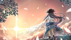 Flowers dress blue hair long hair anime girls boots touhou 