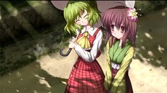 Flowers dress blush anime girls short hair green hair touhou 