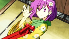 Flowers dress bows smiling anime girls indoors short hair bangs 