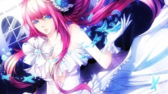Flowers dress gloves pink hair vocaloid megurine luka
