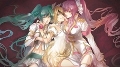 Flowers dress grin navel bows blondes skirts pink hair long 