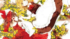 Flowers dress grin socks red dress bows outdoors blondes blush 