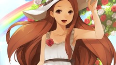 Flowers dress hats brown eyes brunettes