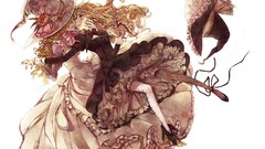 Flowers dress hats Ribbons blondes long hair witches braids 