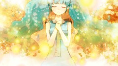 Flowers dress long hair anime girls closed eyes hatsune miku 