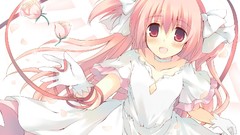 Flowers dress pink hair anime girls mahou shoujo madoka magica 