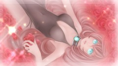 Flowers dress pink hair vocaloid megurine luka cleavage aqua 