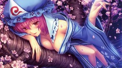 Flowers dress red eyes anime girls flower petals touhou 