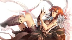 Flowers dress Ribbons stockings orange hair