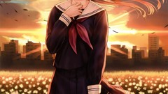 Flowers dress schoolgirls long hair anime girls kazuharu kina 