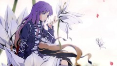 Flowers dress sitting long hair brunettes flower petals black 