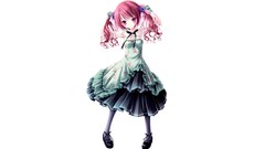 Flowers dress white background blush pink hair long hair anime 