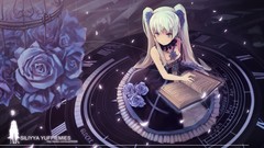 Flowers dress white hair cage long hair blue eyes twintails 