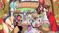 Flowers dress witch blondes blue hair pink hair brunettes 