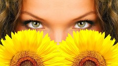 Flowers eyes woman faces models