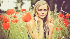 Flowers eyes woman Plants lips blondes farms
